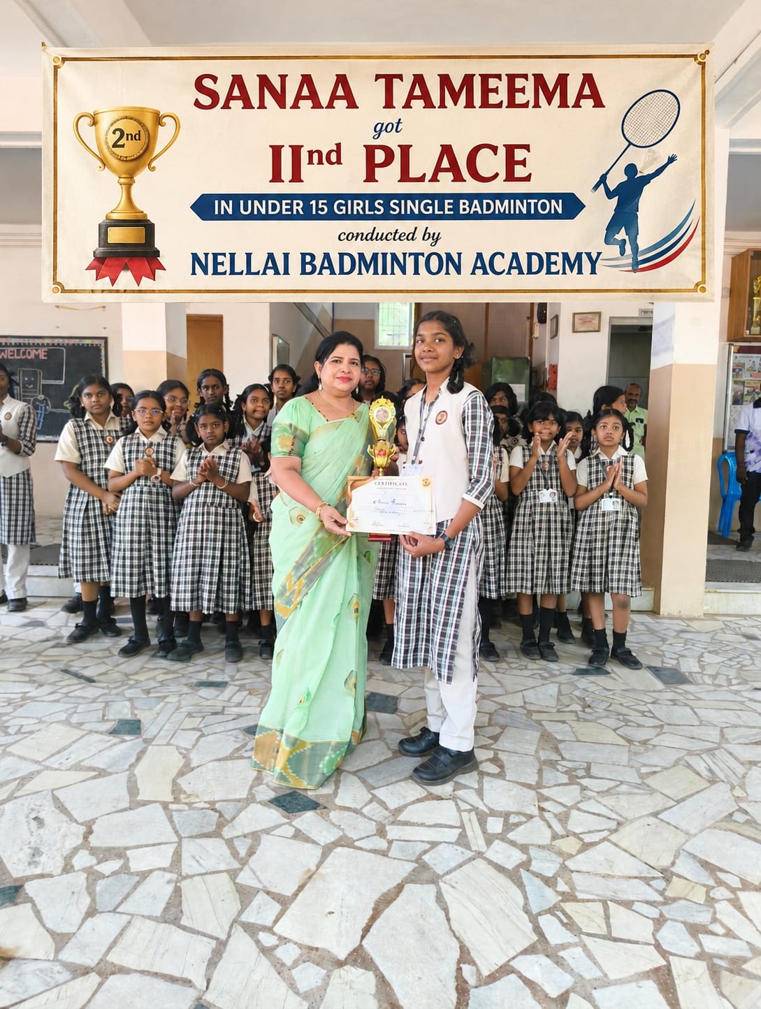 Read more about the article SAANA TAMEENA got 2nd place in under 15 GIRLS SINGLES BADMINTON conducted by Nellai Badminton Academy