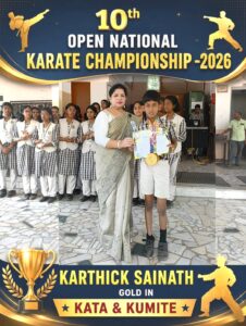 Read more about the article 10TH OPEN NATIONAL KARATE CHAMPIONSHIP -2026  S.G. KARTHICK SAINATH won Gold in Kata & Kumite
