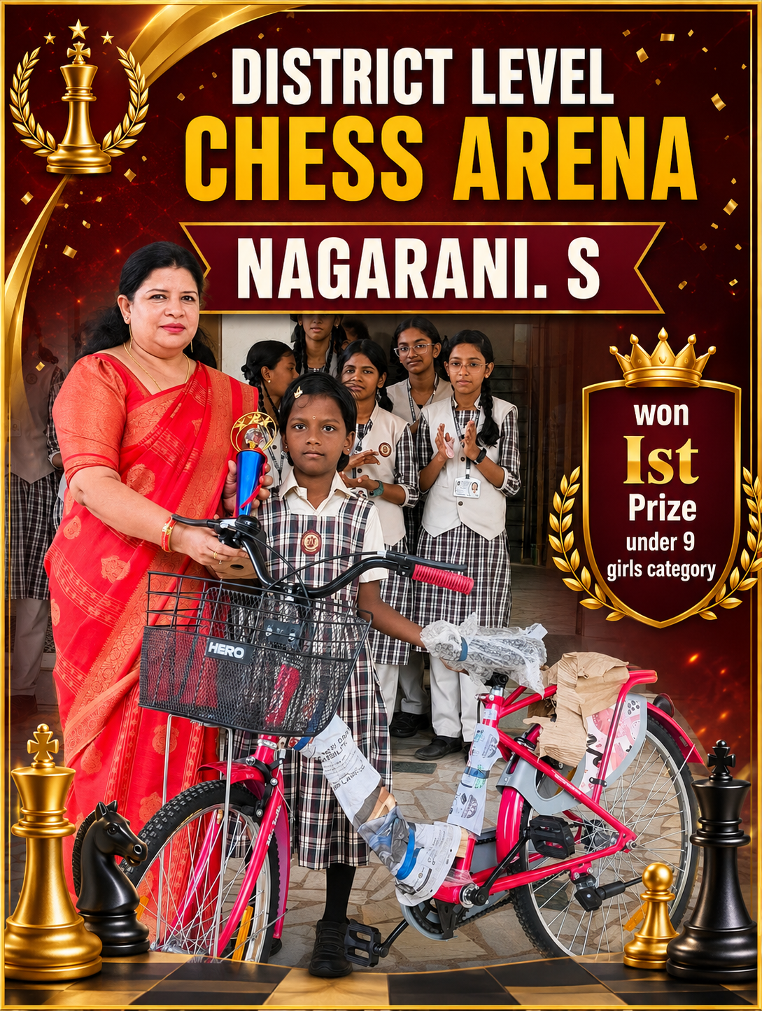 You are currently viewing DISTRICT LEVEL CHESS TOURNAMENT – NAGARANI. S won Ist Prize under 9 Girls Category